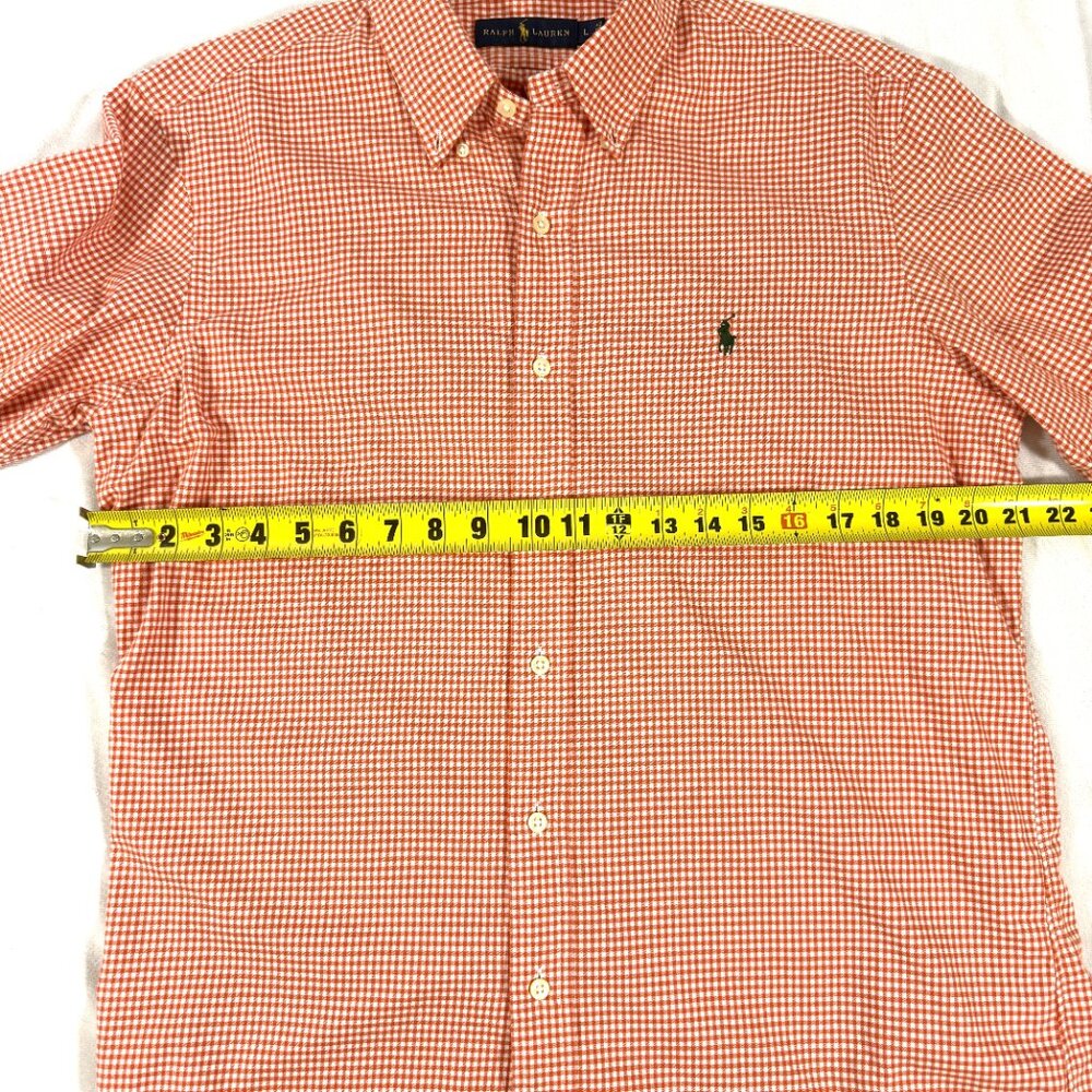 POLO Ralph lauren Button Up Shirt L Brick Red Check 100% Cotton - Picture 6 of 8